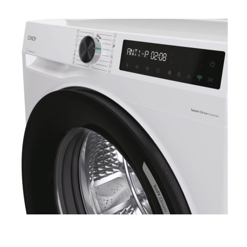 Masina de spalat rufe Candy Slim BR 48SBL6-S, clasa A-10%, 8 kg, 1400 rpm, Motor Inverter, Steam, Touch display, Soft Drum, Dual Spray, Programe rapide de spalare, Wifi, alba