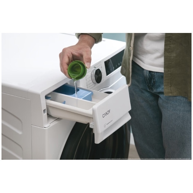 Masina de spalat rufe Candy Slim BR 48SBL6-S, clasa A-10%, 8 kg, 1400 rpm, Motor Inverter, Steam, Touch display, Soft Drum, Dual Spray, Programe rapide de spalare, Wifi, alba