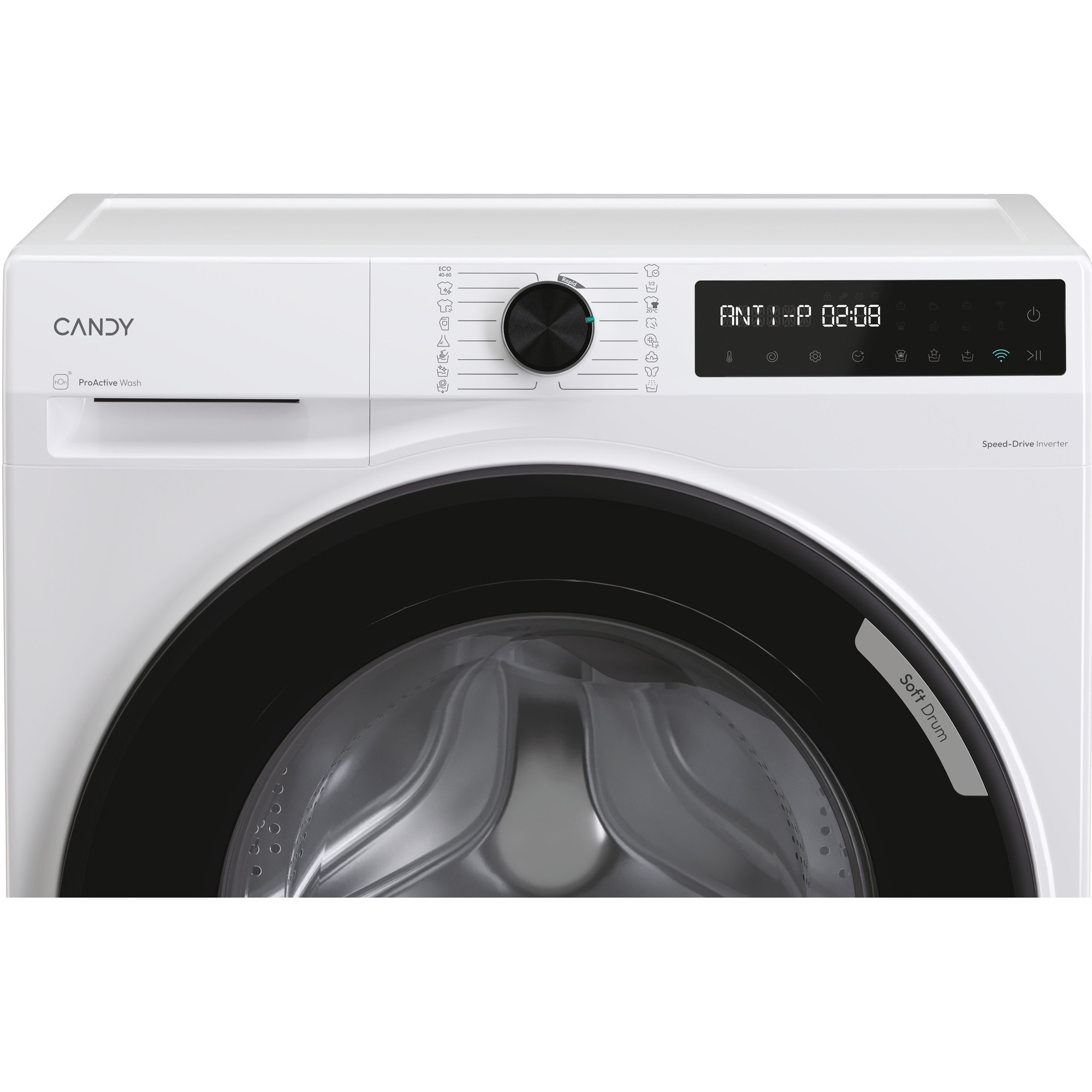 Masina de spalat rufe Candy Slim BR 48SBL6-S, clasa A-10%, 8 kg, 1400 rpm, Motor Inverter, Steam, Touch display, Soft Drum, Dual Spray, Programe rapide de spalare, Wifi, alba