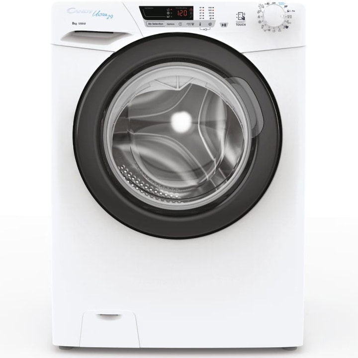 Candy Ultra HCU1282DB/1-S mosógép, 8 kg, 1200 fordulat/perc, 16 program, D energiaosztály, Kilo Detector, Easy Iron funkció, fehér