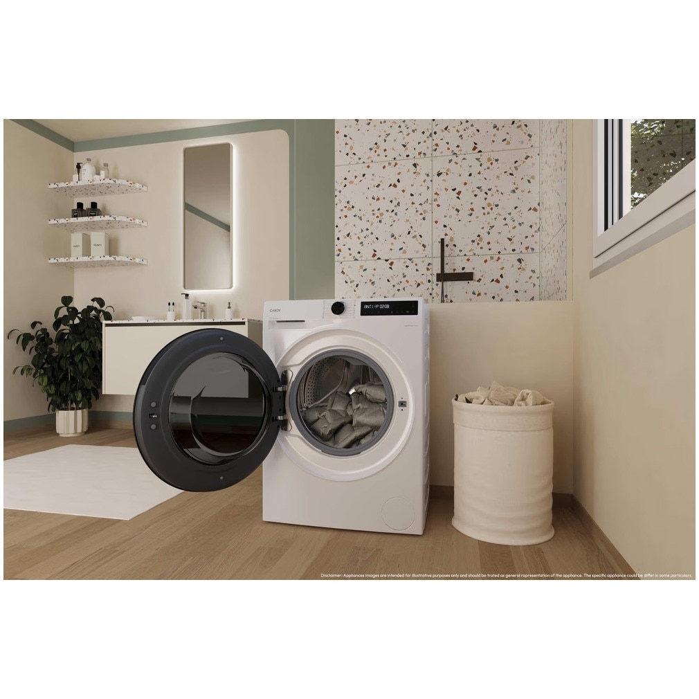 Masina de spalat rufe cu uscator Candy BWR 485SBL6-S, clasa energetica A-10%/E, 8+5 kg, 1400 rpm, Motor Inverter, ProActive Wash, Slim, conectivitate WiFi/ hOn app, XL Soft Drum, Clean Shield, alba