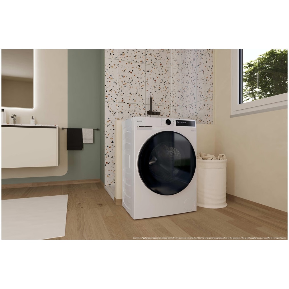 Masina de spalat rufe cu uscator Candy BWR 485SBL6-S, clasa energetica A-10%/E, 8+5 kg, 1400 rpm, Motor Inverter, ProActive Wash, Slim, conectivitate WiFi/ hOn app, XL Soft Drum, Clean Shield, alba