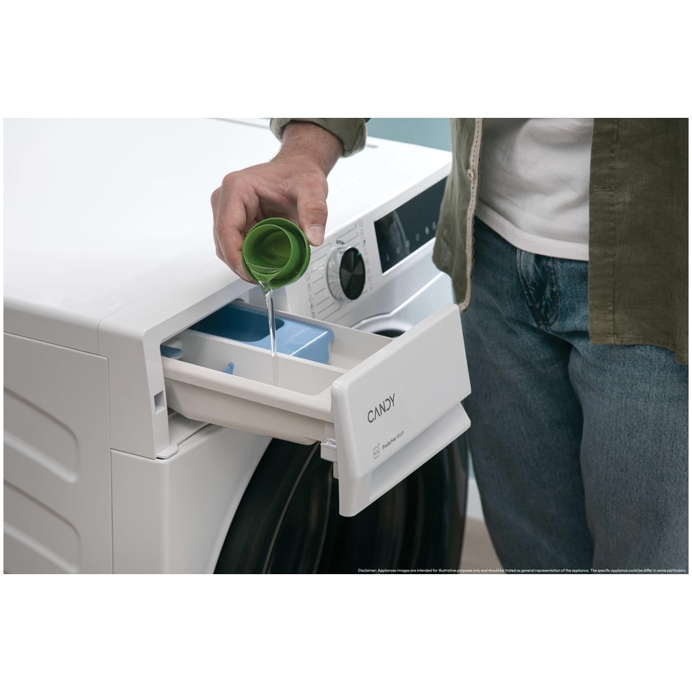Masina de spalat rufe cu uscator Candy BWR 485SBL6-S, clasa energetica A-10%/E, 8+5 kg, 1400 rpm, Motor Inverter, ProActive Wash, Slim, conectivitate WiFi/ hOn app, XL Soft Drum, Clean Shield, alba
