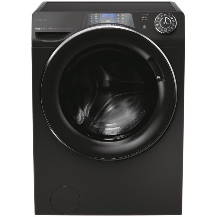 Masina de spalat rufe cu uscator CANDY RPW4856BWMBCB-S, Wi-Fi, 8/5 kg, 1400 rpm, Clasa A/D, Motor Inverter, Steam, Mix Power Systems, negru