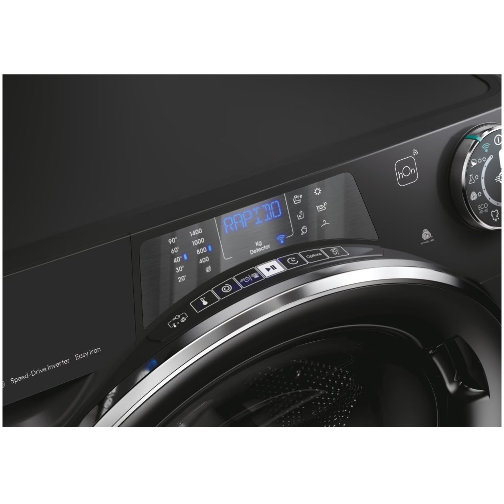 Masina de spalat rufe cu uscator CANDY RPW4856BWMBCB-S, Wi-Fi, 8/5 kg, 1400 rpm, Clasa A/D, Motor Inverter, Steam, Mix Power Systems, negru