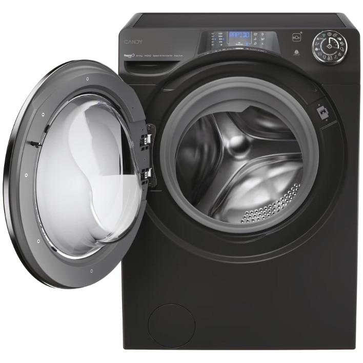 Masina de spalat rufe cu uscator CANDY RPW4856BWMBCB-S, Wi-Fi, 8/5 kg, 1400 rpm, Clasa A/D, Motor Inverter, Steam, Mix Power Systems, negru