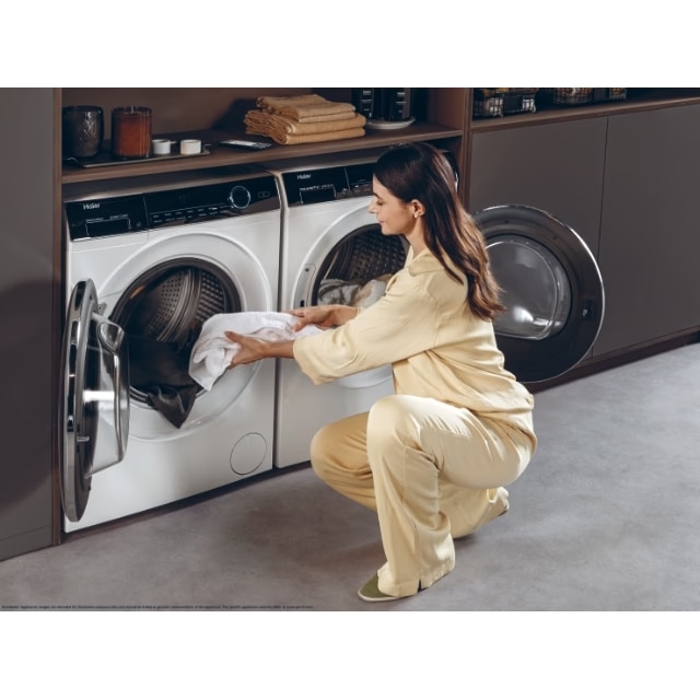 Masina de spalat rufe Haier HW100-B14979NU1S, motor Direct Motion, clasa A-10%, 10 kg, 1400 rpm, conectivitate WiFi/ hOn app, ABT, Refresh, Anti-Crease, Smart Dual Spray, DrumLight, alba