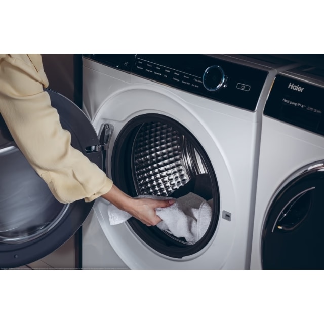 Masina de spalat rufe Haier HW100-B14979NU1S, motor Direct Motion, clasa A-10%, 10 kg, 1400 rpm, conectivitate WiFi/ hOn app, ABT, Refresh, Anti-Crease, Smart Dual Spray, DrumLight, alba