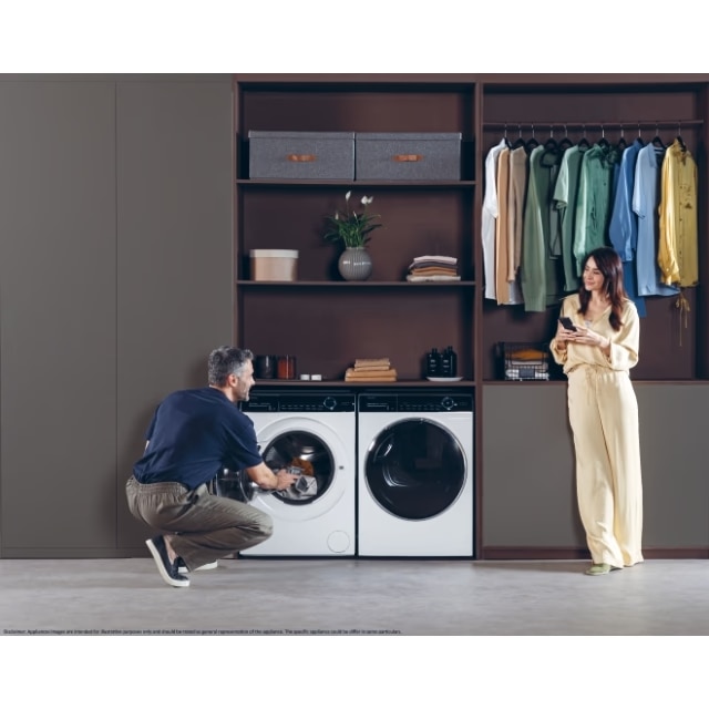 Masina de spalat rufe Haier HW100-B14979NU1S, motor Direct Motion, clasa A-10%, 10 kg, 1400 rpm, conectivitate WiFi/ hOn app, ABT, Refresh, Anti-Crease, Smart Dual Spray, DrumLight, alba