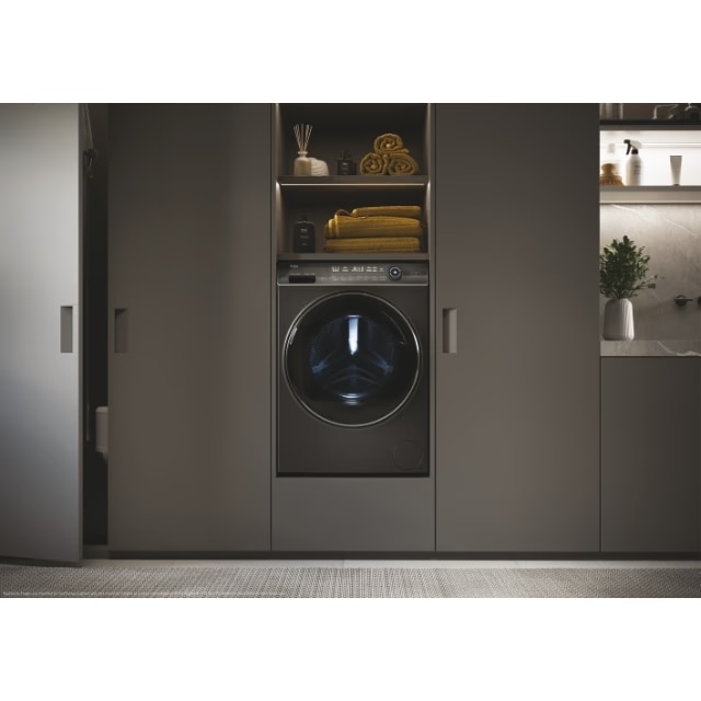 Masina de spalat rufe Haier HW80-B14979S8TUS, motor Direct Motion, clasa A, 8 kg, 1400 rpm, conectivitate WiFi/ hOn app, ABT, Refresh, Anti-Crease, Smart Dual Spray, DrumLight, antracit