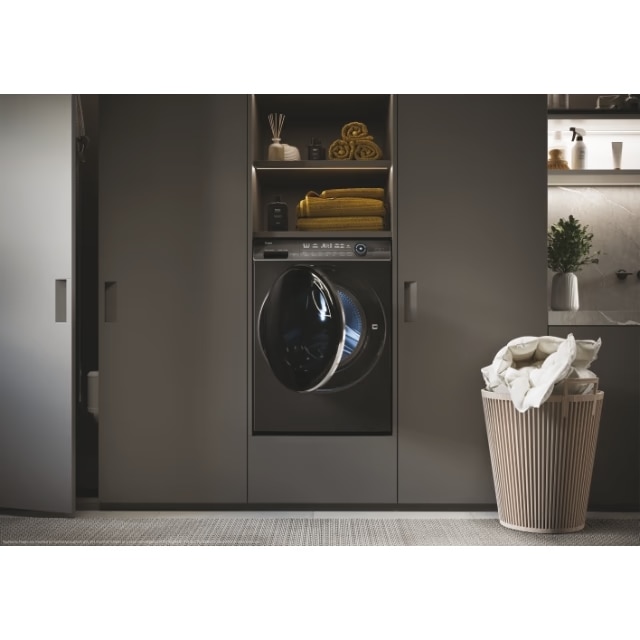 Masina de spalat rufe Haier HW80-B14979S8TUS, motor Direct Motion, clasa A, 8 kg, 1400 rpm, conectivitate WiFi/ hOn app, ABT, Refresh, Anti-Crease, Smart Dual Spray, DrumLight, antracit