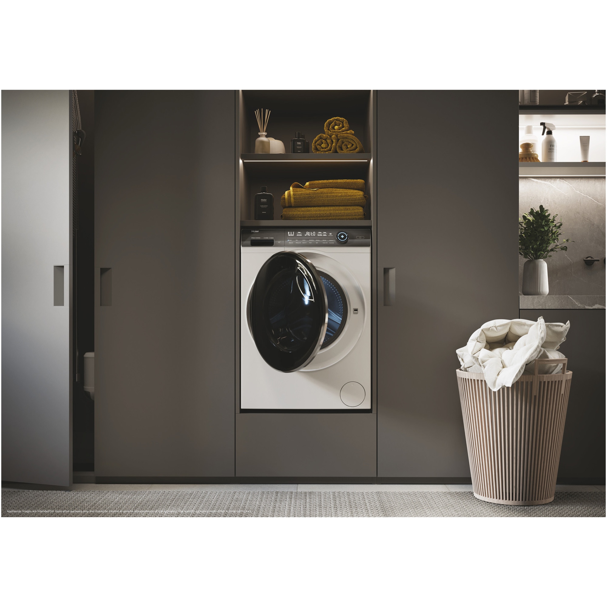Masina de spalat rufe Haier HW80-B14979TU1-S, motor Direct Motion, clasa A, 8 kg, 1400 rpm, conectivitate WiFi/ hOn app, ABT, Refresh, Anti-Crease, Smart Dual Spray, DrumLight, alba