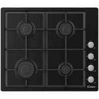 Plita gaz incorporabila Candy CHG6LB, 4 arzatoare, gratare fonta, 60 cm, neagra