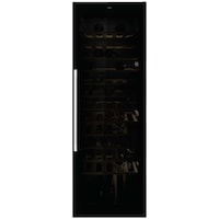 Racitor de vinuri Hoover HWC 200 EELW/NF, 81 sticle, rafturi lemn, 1 zona de temperatura, usa din sticla antiUV, control digital, negru