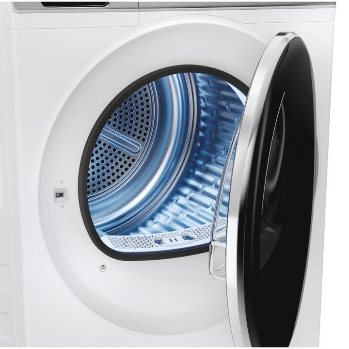 Uscator de rufe Haier HD100-A2979NU1-S, clasa E, Pompa de caldura, 10 kg, i-Refresh, Dry Sensor, WiFi/ hOn app, Drum Light, alb