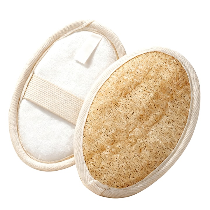 Loofah fürdőkefe, Puha és bőrbarát, Mélytisztítás, Növényi rostok, 14.5 cm