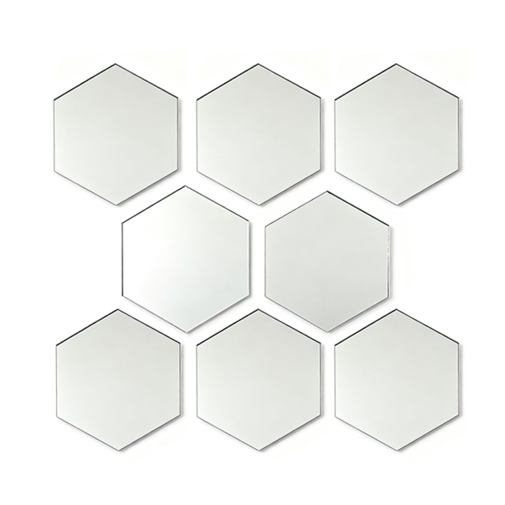 Акрилна огледална повърхност, Шестоъгълна, 12.6 см, 12 броя, 3D стикери за стена, Уникални декорации за всекидневна, коридор, стълбище