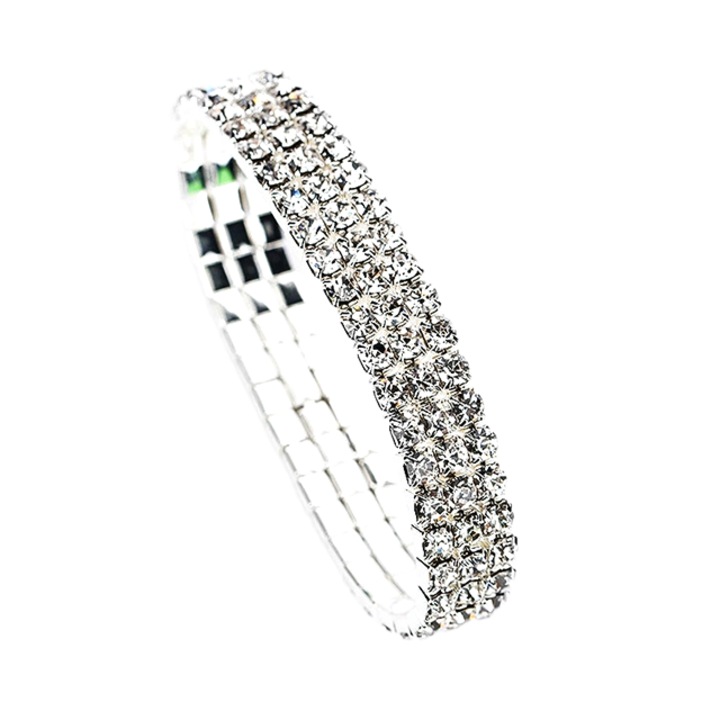 Rugalmas karkötő teljes felületén cirkóniumkövekkel, rugalmas zsinóron készült, 5 cm átmérőjű