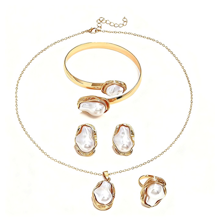 Női ékszer szett, 4 darabos, fémötvözet, retró elegáns