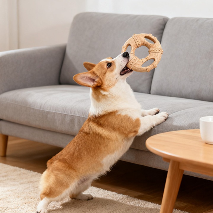 Bat de mestecat din os pentru caini, Jucarie pentru caini, Durabil si curata dintii, Sigur si netoxic, Ideal pentru caini mici si medii, 9.5 cm