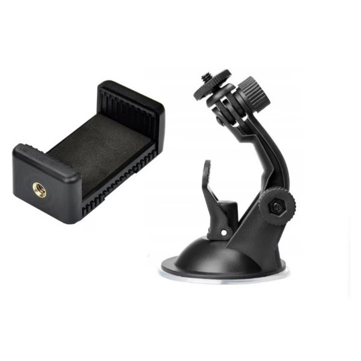 Sistem de prindere cu ventuza Widjit, diametrul 7 cm, compatibil cu camerele video sport unviersale si GoPro Hero, negru