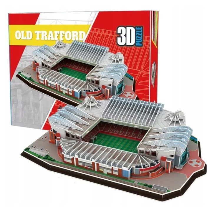 Puzzle 3D Stadionul De Fotbal Manchester United, Multicolor, 36.7x26x7.7 cm, Mini-Replica Fidela A Unui Obiect Real, Constructie Solida Si Durabila Pentru O Utilizare Indelungata, Ofera Distractie Si Provocari Manuale Si Intelectuale