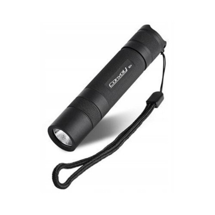 Фенер Convoy, S2+ T6 4C, Led xml2 T6 4C, Цветна Температура 4300 4500 K, Алуминиев Корпус, Черен Цвят, Приблизителна Яркост 1000 Лумена, 118 x 24.1 мм, Черен