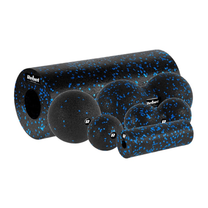 Két masszázshenger + labda + duoball készlet REBEL ACTIVE RBA-3054-S6, EPP anyag