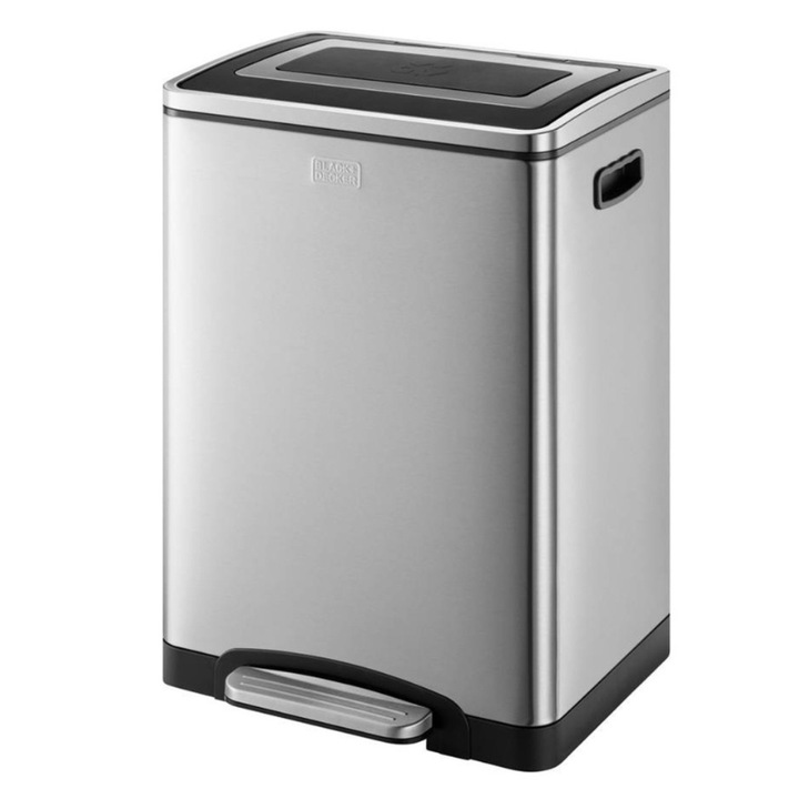 Кош за отпадъци Black+Decker BXBN0003E, 2x20L, неръждаема стомана