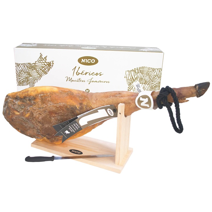 Jamon iberico cebo Pata Negra + Cutit + Suport 9,3 kg