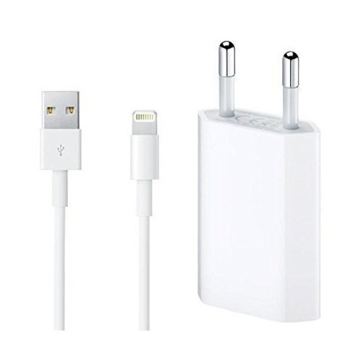 Зарядно устройство за мобилни телефони Apple USB, Power Adapter, MD813ZM/A, бял