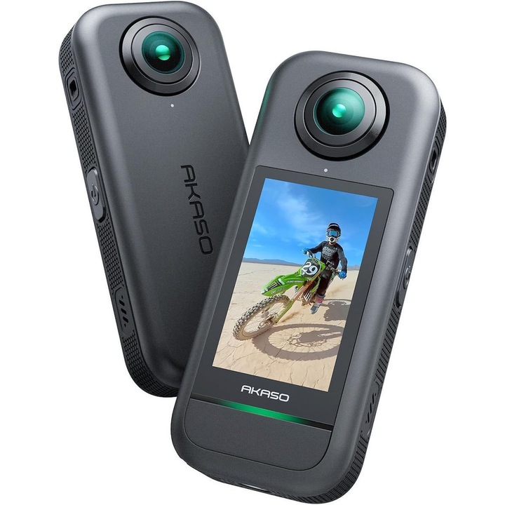 Cameră video sport Akaso 360, 48MP, 5.7K, negru, 50g