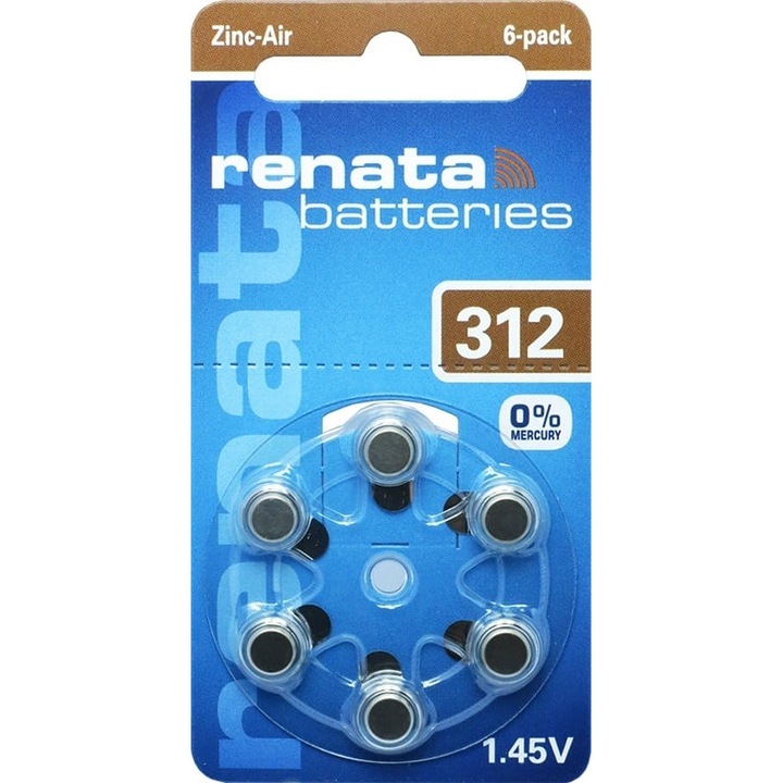 Set baterii auditive Renata ZA13 Zinc-Air, 1.45V, 6 bucati