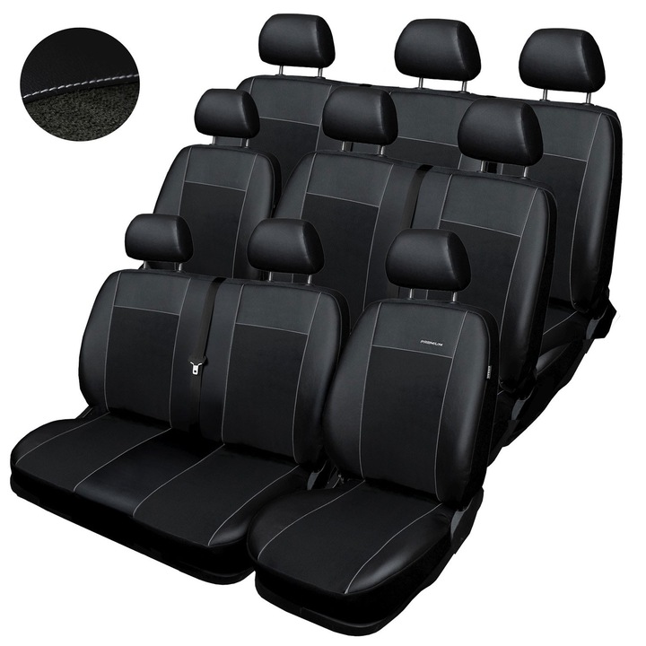 Set huse auto Opel Vivaro 9 locuri 2014-2019, gri, negru, Premium