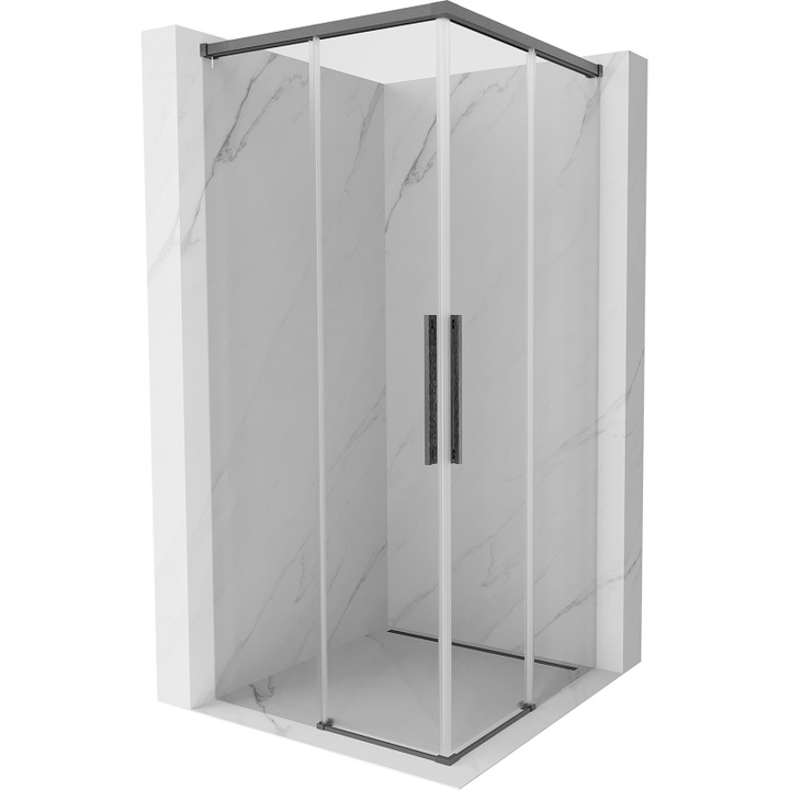 Mexen Rox Duo плъзгаща душ кабина 95 x 95 cm, прозрачен, четкан сив оръжеен метал - 8C2D-095-095-66-00