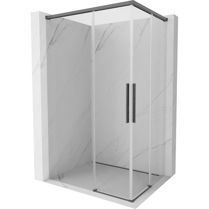 Mexen Rox Duo плъзгаща душ кабина 95 x 80 см, прозрачна, сива четкана стомана - 8C2D-095-080-66-00