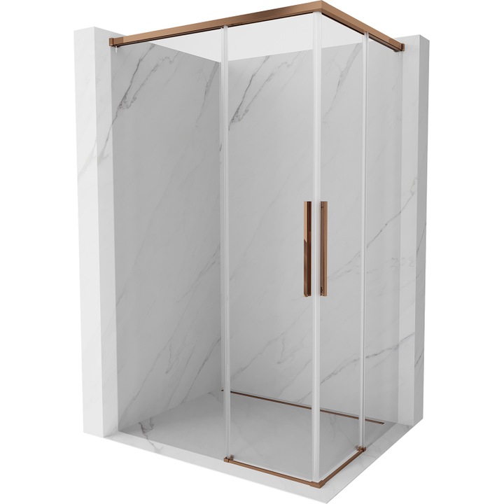 Плъзгаща душ кабина Mexen Rox Duo 110 x 80 см, прозрачна, розово злато - 8C2D-110-080-60-00