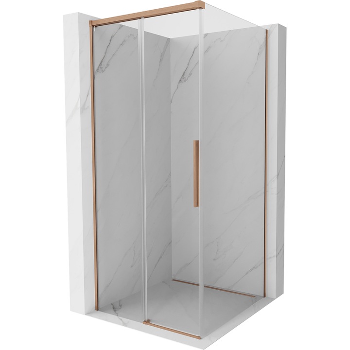 Mexen Rox cabina de dus culisanta 90 x 90 cm, transparent, cupru periat - 8C2-090-090-65-00