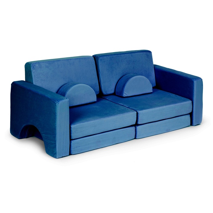 Moduláris kanapé gyerekeknek, ECOTOYS, 10 elemes, 2 személyes, kék
