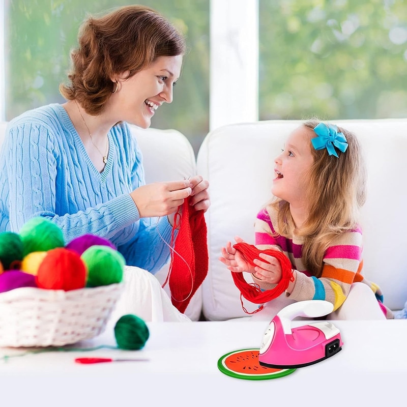 Mini aparat de calcat electric portabil Jeffouoo, set cu suport din silicon, 100x60x65mm, roz