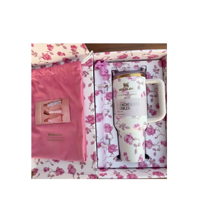 Термос Стенли, подаръчен комплект, Флауър Паудър, 1180мл