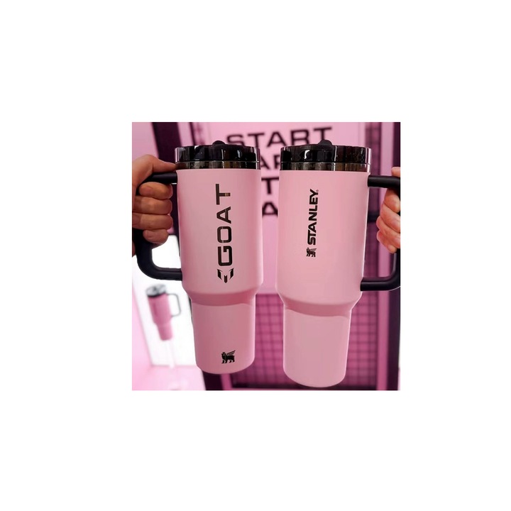 Комплект термос и термо чаша Stanley, футбол Меси, розов, 1180мл