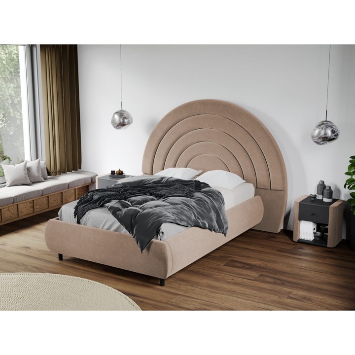 Pat Tapitat Leo, Tablie Semirotunda fix, 140x200, Bej/Velluto 3