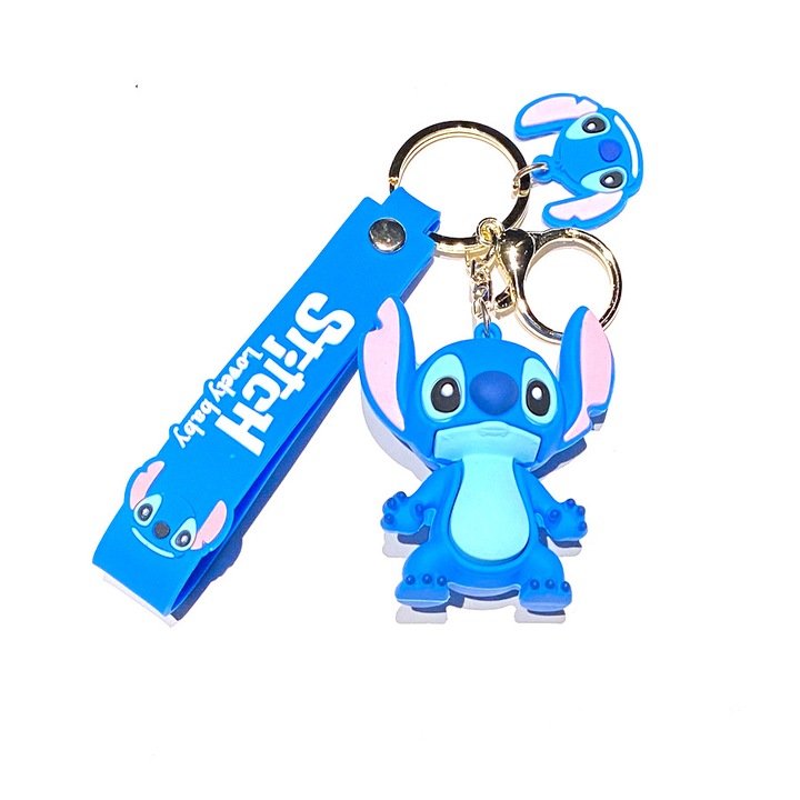 3D Stitch kulcstartó, kék, kulcstartó szett