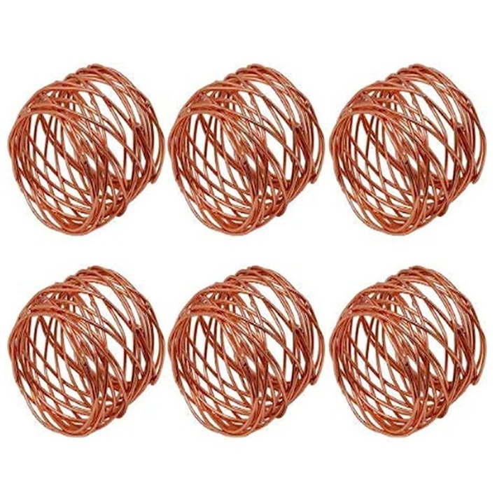 Set 6 suporturi decorative pentru servetele India, 4 x 4.5 cm, aliaj, bronz