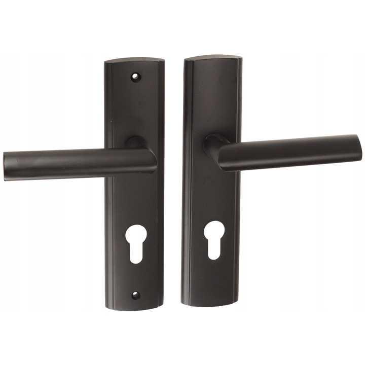 Maner Exterior Cu Accesorii, Feinz, Material Metal, Distanta 72 mm, Perforare Pentru Cilindru, Grosime Placii 8 mm, Negru