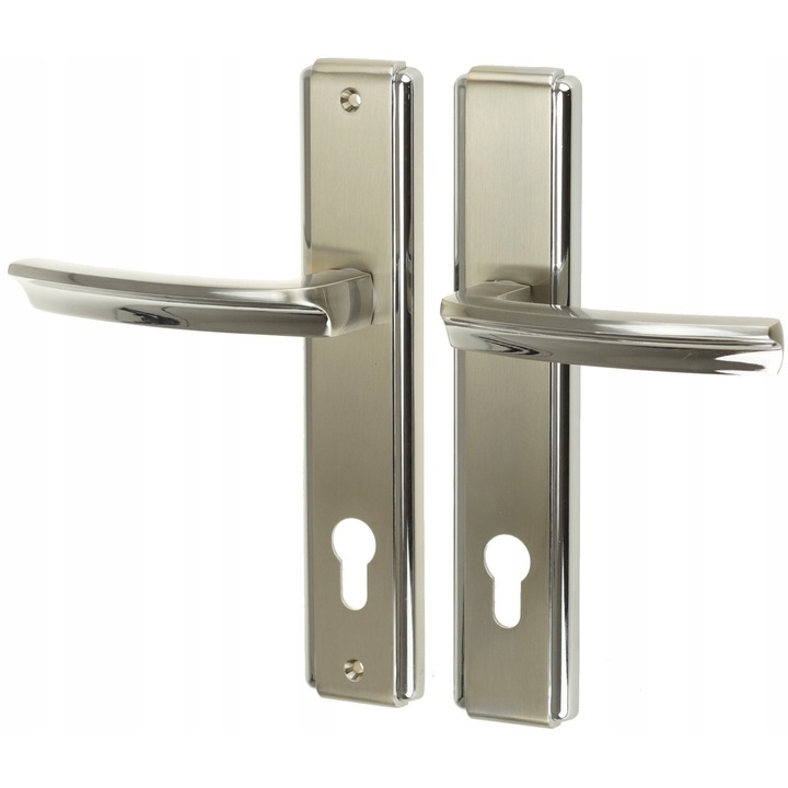 Maner Exterior Cu Accesorii, Feinz, Distanta 90 mm, Prindere Pentru Cilindru, Grosime Placa 8 mm, Nichel Crom