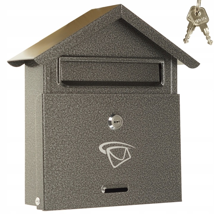 Cutie Postala Pentru Scrisori, Cheie Pentru Incuietoare, Feinz, Fabricata Din Otel Inoxidabil Rezistent, Inchidere Cu Lacat Pentru Siguranta Corespondentei, Designul Capacului Protejeaza Impotriva Apei Si Zapezii, 26.5 x 21 x 7 cm, Argintiu Antic