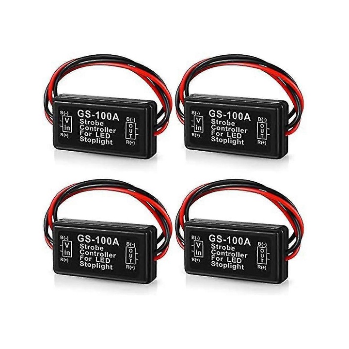 Modul de control stroboscop LED 100A pentru luminile de frana, negru, set de 4 bucati