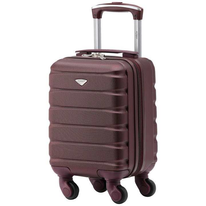 Troler cabina Flight Knight, 40x25x20cm, 4 roti multidirectionale, rezistent la apa, culoare burgunda